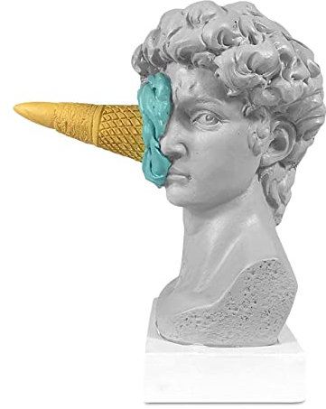 PRATYAHARA Ice Cream Smashing David Statue European Modern Simple David Bust Statue Bedroom Living Room Porch Desktop Decor A