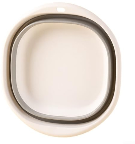 EpheyFIF Folding Wash Basin, Collapsible Multipurpose Washing Up Basin, Foldable Square Washing Up Bowl for Camping Travel Hiking Space Saving(White+Grey L)