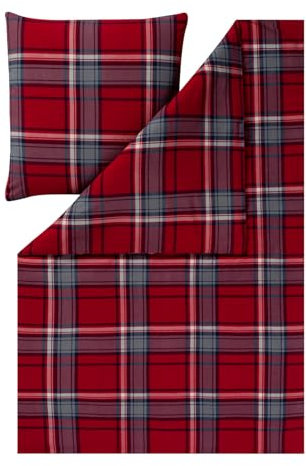 ESTELLA Kuschelflanell Bettwäsche Hannes rot 1 Bettbezug 135 x 200 cm + 1 Kissenbezug 80 x 80 cm