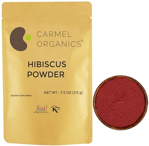 CARMEL ORGANICS Hibiscus Petals Powder 7.5 Ounce | Natural | Non GMO & Gluten Free | Rich in Vitamin C | Indian Origin Hibiscus Petals Powder, No Added Preservatives