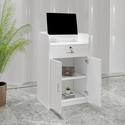 Vit receptionsbänk för matbutik närbutik skönhetssalong och klädbutik 80 cm bänkbord