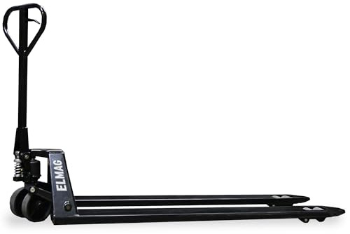 Elmag Handhubwagen lang HWL 2500 – Hubwagen 2000 kg Tragkraft, 1800 mm Gabellänge, 540 mm Gabelbreite – Palettenwagen mit Gummirädern & Polyurethan-Tandemrollen – Gabelhubwagen für mühelosen Transport