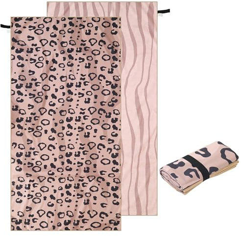 ELAKIRI Toalla Microfibra Grande 90x180cm - Toalla Playa Grande Suave Y Agradable para La Piel - Toallas De Playa Secado Rápido Y Fácil Cuidado - Rosa Leopardo Beach Towel, para Piscina, Beach, Yoga
