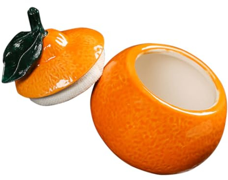 Abaodam Orange Tea Canister Ceramic Jars Lids Ginger Jar Tea Canister for Kitchen