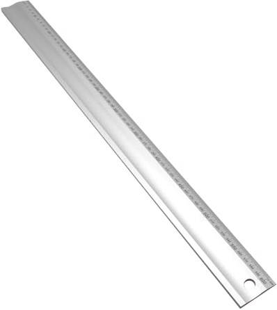snyderline skärlinjal 60 cm tillverkad av aluminium – mm uppdelning, linjal ruler för skärning, mätning, teckning, stabil fast design med upphängning (silver, 60 cm)