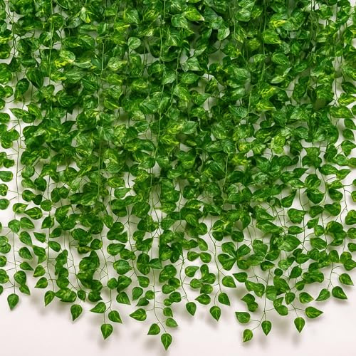 12 Pack Fake Ivy Garland, 83 Feet Artificial Vines for Bedroom Decor, Fake Ivy Leaves for Wedding Party Garden Wall Covering, Each 6.9 Ft Garland for Office and Home Aesthetic
