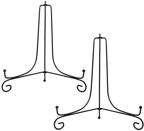 Tincogo Set med 2 svarta staffli, tallrikshållare, dekorativa ställen för foton, bildramar, köksböcker, dekorativa tallrikar, målningar och konstdelar, 12 tum