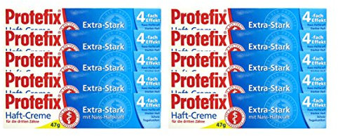 10x PROTEFIX Haft-Creme für die dritten Zähne 47g Extra Stark mit Nass-Haftkraft