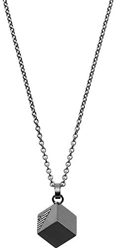 Emporio Armani Collar colgante para hombre en acero inoxidable con cierre de langosta, Gris ancla