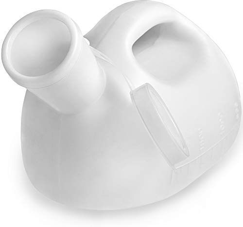 Urinals for Men 2000 ml/66 oz Portable Male Urinal Urine Collection Container for Adults/Large Plastic Pee Holder for Hospital Incontinence Elderly Travel Driving Camping (White)