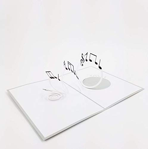 POP CARD EXPRESS Musical Note Pop Up Greeting Card, Music Lovers - Happy Birthday, Congratulations, Retirement Gift, Musician, Graduation, Celebrations (Gray)