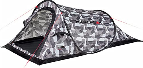 High Peak Wurfzelt Campo 2, Pop Up, für 2 Personen, Festivalzelt mit Wannenboden, super leichtes Schnellöffnungs-Wurfzelt, 1500 mm wasserdicht, UV 60 Sonnenschutz, Ventilationssystem, Moskitoschutz