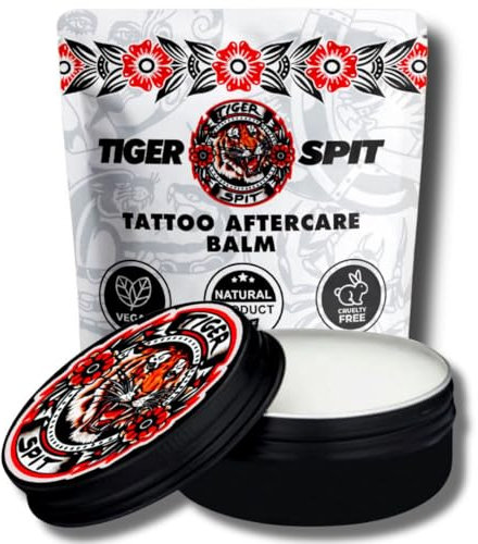 Crema Tatuaggi Tiger Spit, Crema Lenitiva e Rigenerante per la Cura e Mantenimento dei Tatuaggi, Crema per Tatuaggi 100% Naturale Vegan e Bio. (30 ml)