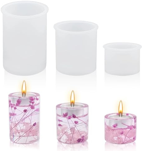 Udbrud Stampi per Candele Cilindriche, 3 pezzi Stampi per candele in silicone Stampo per Candele Fai Da Te stampi in silicone 3D per la Decorazione Della Casa Delle Feste