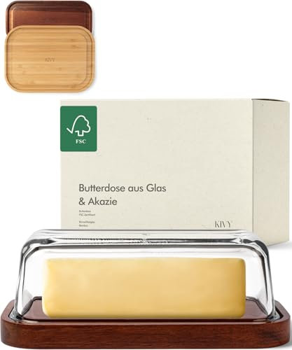 KIVY Beurrier en Verre avec Couvercle Hermétique - Sans BPA - Dish pour Beurre Délicat