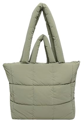 Fiorky Puffer Tote Bag Ligero Acolchado Suave Mujer Cloud Tote Bag Gran Capacidad Acolchado Bolso de Hombro Tote Monedero Color Sólido Elegante Bolso de Viaje Bolso Bandolera y Bolsos Hobo