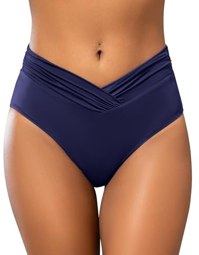 SHEKINI Bikini para mujer, estilo retro, para la playa, tallas grandes, azul, L