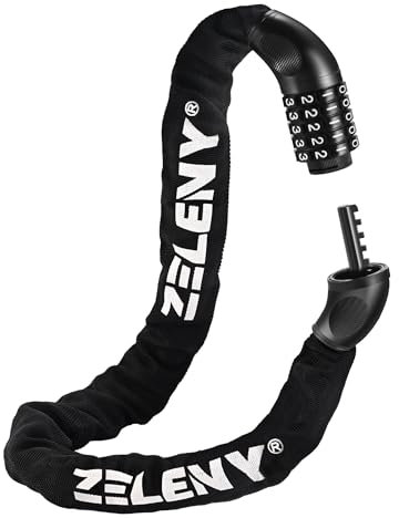 Zeleny Fahrradschloss Hohe Sicherheit, 5-Stelliger Zahlenschloss Fahrrad, Verdickte Legierung Fahrradschloss Zahlenschloss, 90cm Kettenschloss für Fahrrad, Motorrad, Scooter