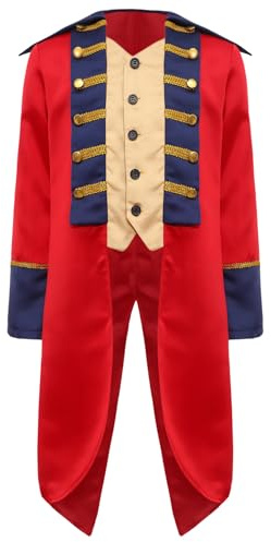 YEAHDOR Boys Medieval Prince Tailcoat Jacket Gentleman Cosplay Costume Long Sleeve Steampunk Frock Coat Red 6 Years
