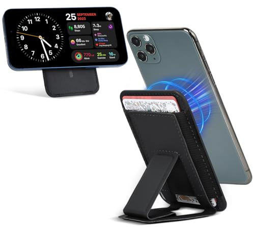 ELUTENG 2PCS Cartera Magnetica Compatible con Cartera MagSafe,Ultra Liviana y Adjustable Tarjetero Movil Magnetico Vegan Leather para 3 Tarjetas para iPhone 16 15 14 13 Pro/Pro Max/Plus,Negro y Marrón