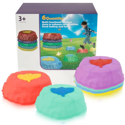 6 PCS Kids Stepping Stones with LED Lights Fun Balance Nonslip Stepping Stones for Kids Sensory Toy Colorful Nonslip Stepping Stone Outdoor Indoor Play Equipment for Kid Ages 3+
