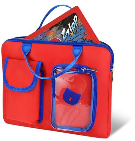 Annmore 8-10 Zoll Kinder Tablet Tasche, kompatibel mit Edurino Stift und Figur, geeignet für Lexibook Zweisprachiger Laptop (Rot/Blau)