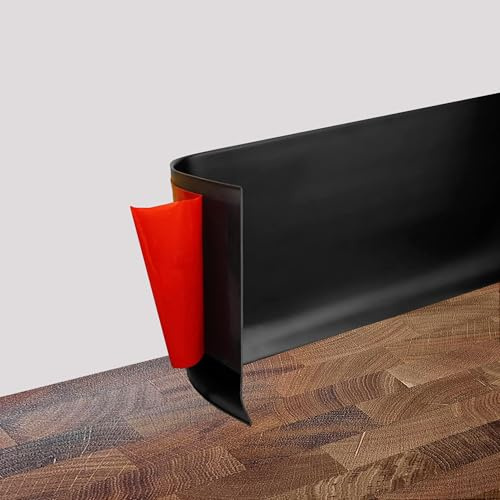 Battiscopa Adesivo Semiflessibile, 8/10cm di larghezza PVC Battiscopa per Muro, Angolare Autoadesivo per bagno, cucina e camera da letto (nero, 10cm x 3,5 metri)