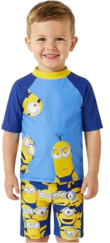 Spiderman | Hot Wheels | Minions Conjunto Niño 2 Piezas Bañador Boxer y Camiseta Rashguard, Ropa Niño Piscina Vacaciones