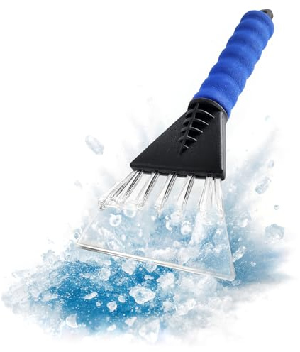 com-four® raschietti per Ghiaccio con Impugnatura Morbida – Robusto per vetri Auto, ergonomico, AntiGraffio, Pratico – Accessorio Invernale [Selezione Varia] (01 Pezzo - Nero/Blu)