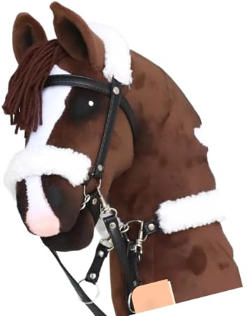 XAGMODSHN Sicuro Per I Bambini Puntelli in Peluche Con Testa Cavallo Montati Manico in Legno Per Giochi Ruolo Divertenti Facile Da Trasportare E Utilizzare Giocattolo Con Cavallo Bastone Per Bambini