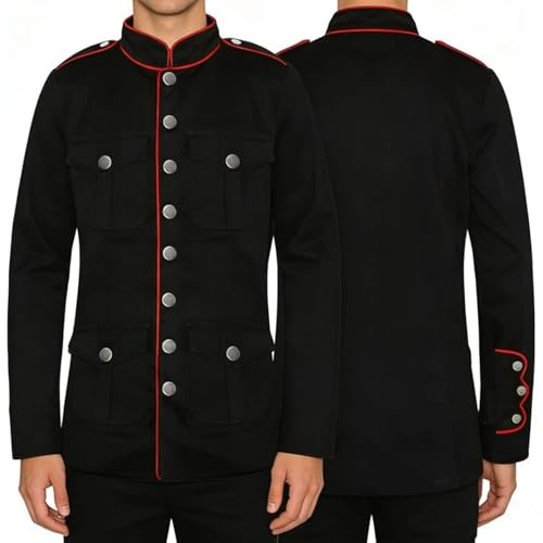 Generisch Veste de défilé Steampunk Napoléon pour homme - Style gothique punk militaire - Manteau de défilé Renaissance médiévale - Jupe de marche victorienne - Costume d'Halloween et de cosplay