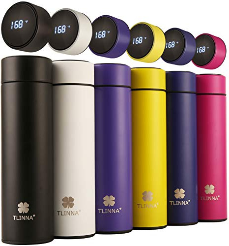 Insulated bottle,Coffee bottle,Tea Infuser Bottle,Smart Sports Water Bottle with LED Temperature Display,Double Wall Vacuum Insulated Water Bottle, Stay Hot for 24 Hrs,Cold for 24 Hrs (Black)