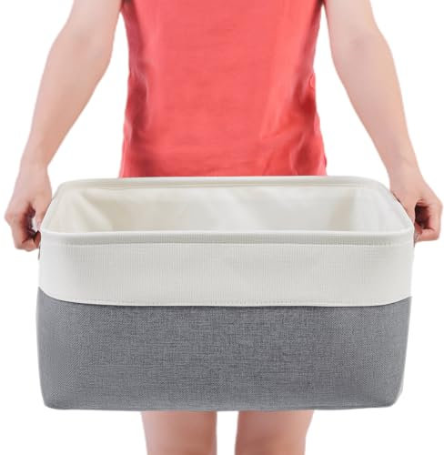 Mangata XLarge Fabric Storage Boxes, Collapsible Clothing Storage Basket for Closet Cupboards Shelves(XL, Cold Grey)