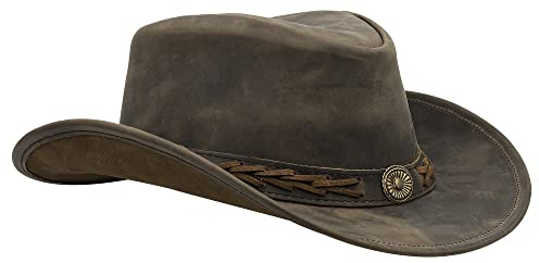 Sidewinder Sombrero de Vaquero Durable Jungle Grain Leather Unisex Adulto para Hombres Shapeable Outback Western Style Wide Brim