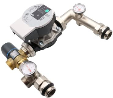 MD technic Groupe de pompes pour chauffage au sol avec pompe Wilo Yonos et mélangeur à trois voies AFRISO Kvs 2,5 m³/h Kit de règles fixes 1, argenté
