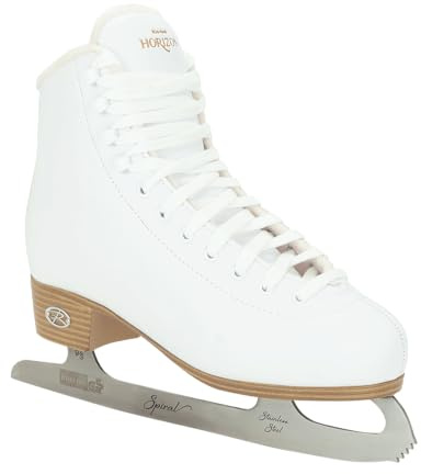 Riedell Horizon Junior Kids Ice Skates for Girls and Boys - Supportive Uppers with Plush Padded Lining, Smooth Stainless Steel Blades, and PVC Soles - White - 3 JR