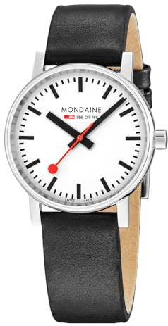 Mondaine Män analog schweizisk kvartsurverk klocka med vegansk druvläder armband MSE.35110.LBV, svart, Rem