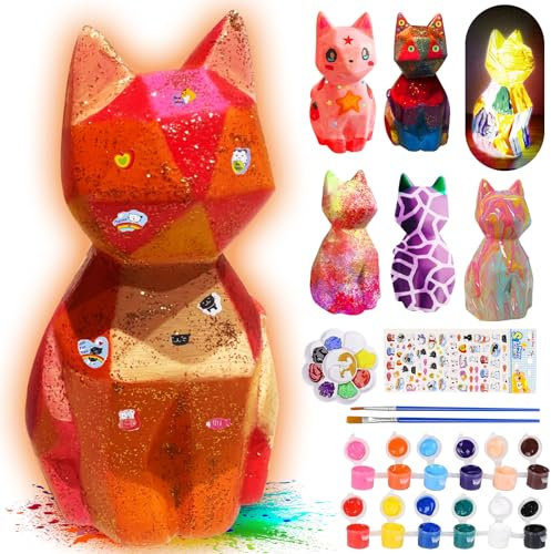 ONLYFUN Bastelset Kinder Katzenlampe Malset, Mädchen und Jungen, kreativ set für kinder, Spielzeug zum Bemalen, ideales Geburtstagsgeschenk für Kinder im Alter von 3-12 Jahren