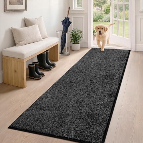 PURRUGS Zerbino cattura sporco, 60 x 150 cm, antiscivolo, lavabile in lavatrice, tappetino per ingresso per cani, super assorbente, per porta d'ingresso, porta posteriore, scarpe e zampe fangose
