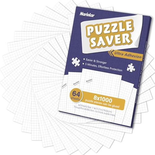 Nariolar Fogli di colla per puzzle ultra aderenti, 64 fogli salva-puzzle, 8 × 1000 pezzi, puzzle Saver per una facile conservazione in pochi minuti