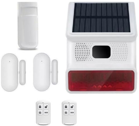 Solar Wireless Home Security Alarm System Rechargeable House Garage Shed Alarm