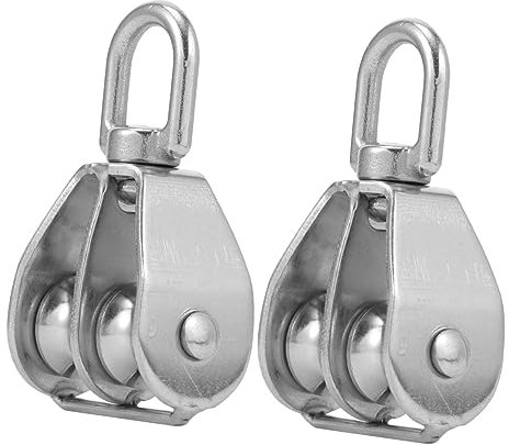 SOLUSTRE Edelstahl Doppelseilrolle Mit Drehbarem Haken Robuste Und Langlebige Umlenkrolle Für Verschiedene Anwendungen Ideal Für Boot Und Fischerei