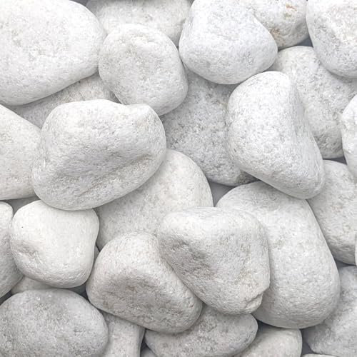Elixir Gardens 5kg White Marble Cobbles (40mm-80mm) | Decorative Outdoor Stone Aggregate & Lansdscaping Gravel