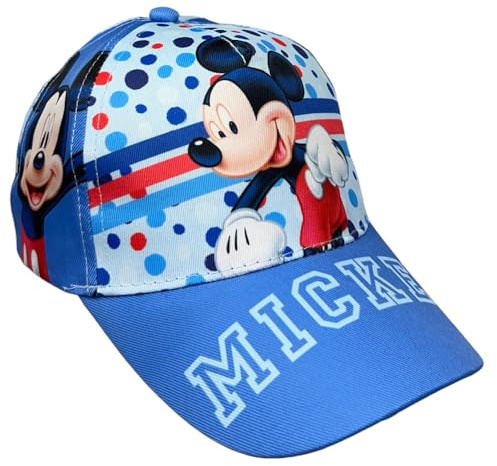 Chapeau avec visière Mickey Disney Casquette d'été pour enfants réglable 51 cm Protection contre les rayons UV, bleu ciel, 51-52