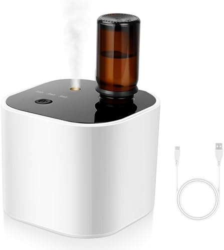 Difusor de aceites esenciales inalámbrico sin agua – Difusor de aromaterapia con 10 ml de aceite de té blanco y 3 modos de pulverización, aire frío ultrasónico silencioso, batería de 2000 mAh y USB-C
