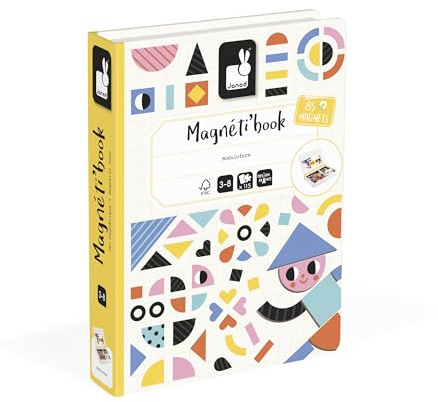 Janod - Magnéti'Book Moduloform - Gioco educativo Magnetico 85 magneti + 30 Modelli - Giocattolo per Bambini in Cartone FSC - Sviluppa destrezza e immaginazione - dai 3 Anni