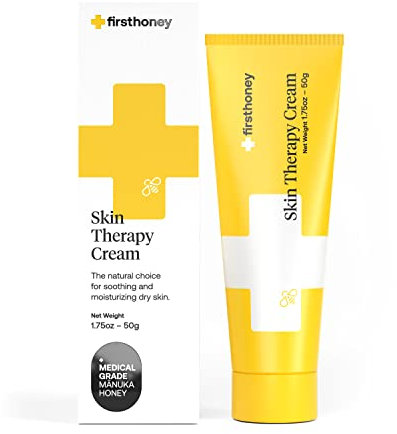 FIRST HONEY Manuka Honey Cream for Dry & Itchy Skin | Fast Relief for Eczema, Rosacea, Psoriasis, & Dermatitis | Natural & No Fillers|1.75 Ounce