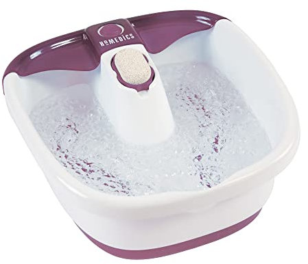 HoMedics Fußbad mit Massagefunktion, Fußbadewanne mit Massage und Wärmefunktion - Fußsprudelbad mit beruhigender Fußmassage, Warmhaltefunktion & Pediküre Bimsstein zur Fußpflege