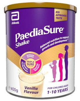 PaediaSure Shake – Vanilla – Multivitamin for Kids – 400g | 26 vitamins & minerals, protein, Vitamin D, supplements healthy growth & development, suitable for ages 1–10