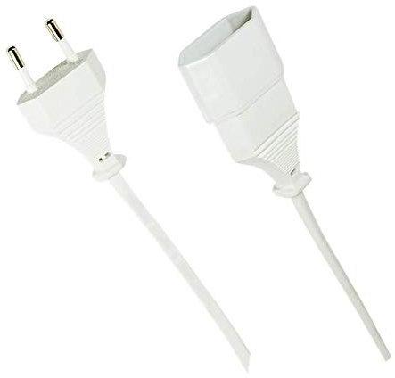 odedo Euro Verlängerungskabel Kabelverlängerung Stromkabel Verlängerung CEE 7/16 Typ-C-Stecker Eurostecker auf Typ-C Euro Buchse TV PC Computer Monitor Lampe Haushaltsgeräte PS5 (2m Weiß)